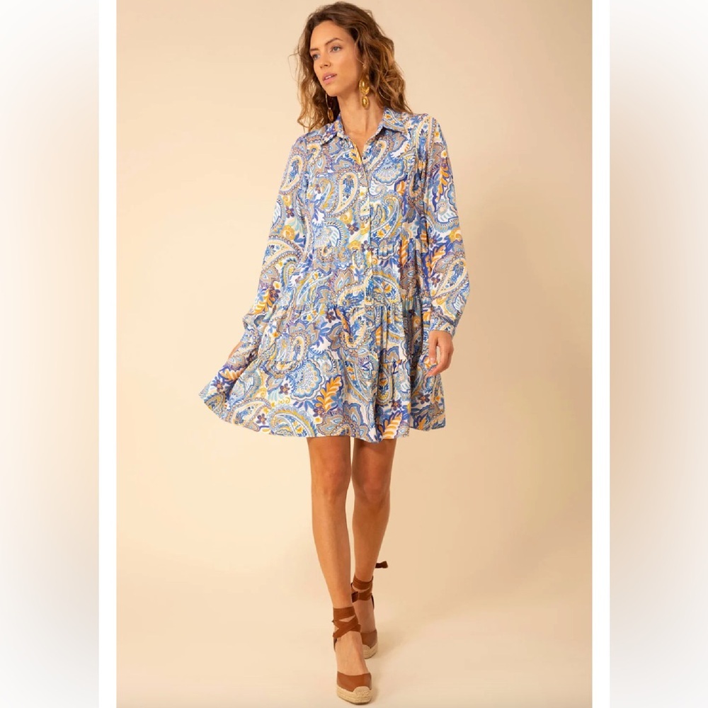 Hale Bob Alani Tiered Dress - Blue -‎ Stick and Ribbon